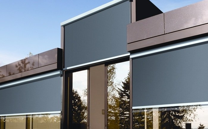 fönster persienner utomhus svart automatisk design