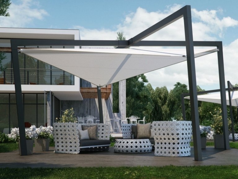 Solskydd-terrass takläggning-moderna-idéer-sol segel