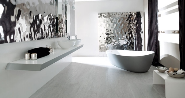 badrum kakel sten look golv aluminium väggdekoration porcelanosa