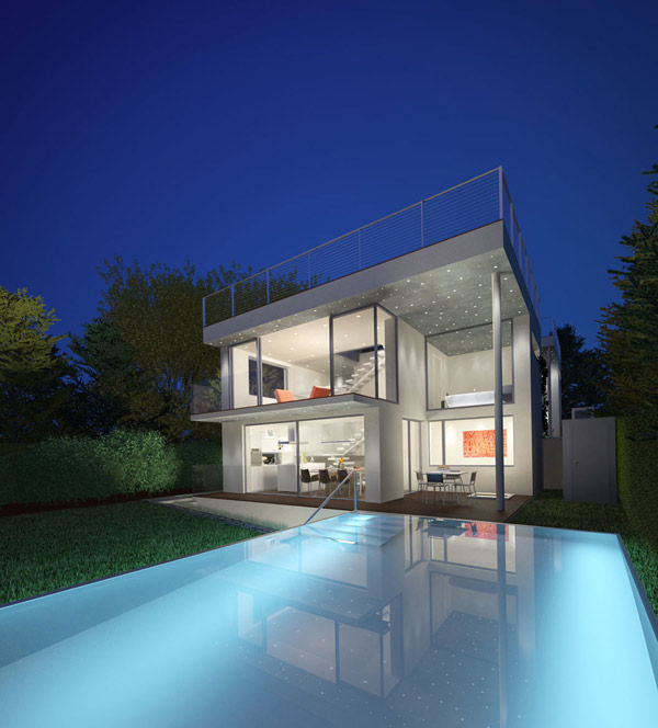 minimalistiskt hus - modern pool