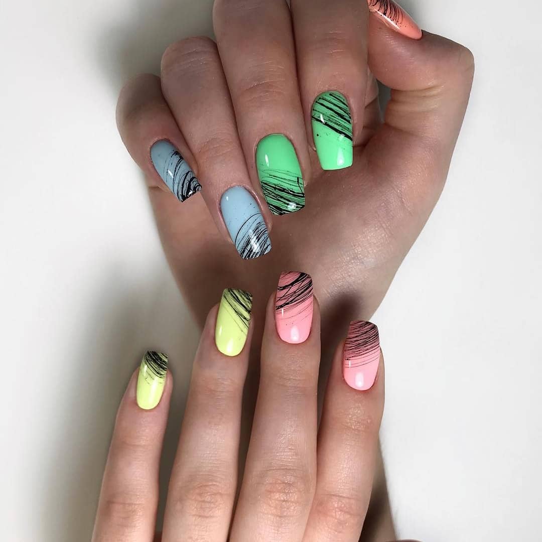 Spider Gel Nails Rainbow Nails Trend Summer 2019 Nail Design Ideas