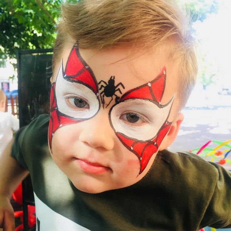 ansiktsmålning spiderman ögon kinder spindel panna