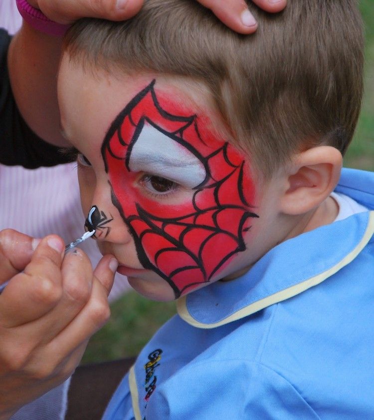 ansiktsmålning instruktioner spiderman spider färg näsa