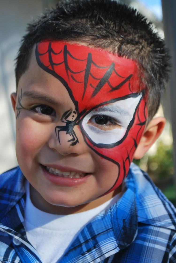 idéer ansiktsmålning spiderman spindelnos