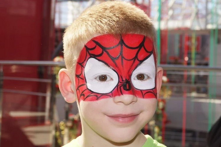 ansiktsmålning mask spiderman panna ögon