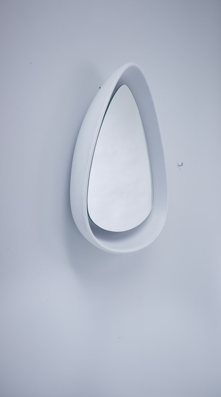 design spegel droppe form idé vit rashid deknudt