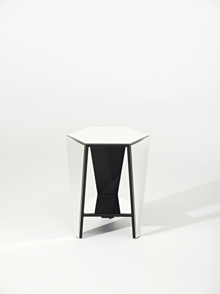spegel design möbler idé sidobord sexkant