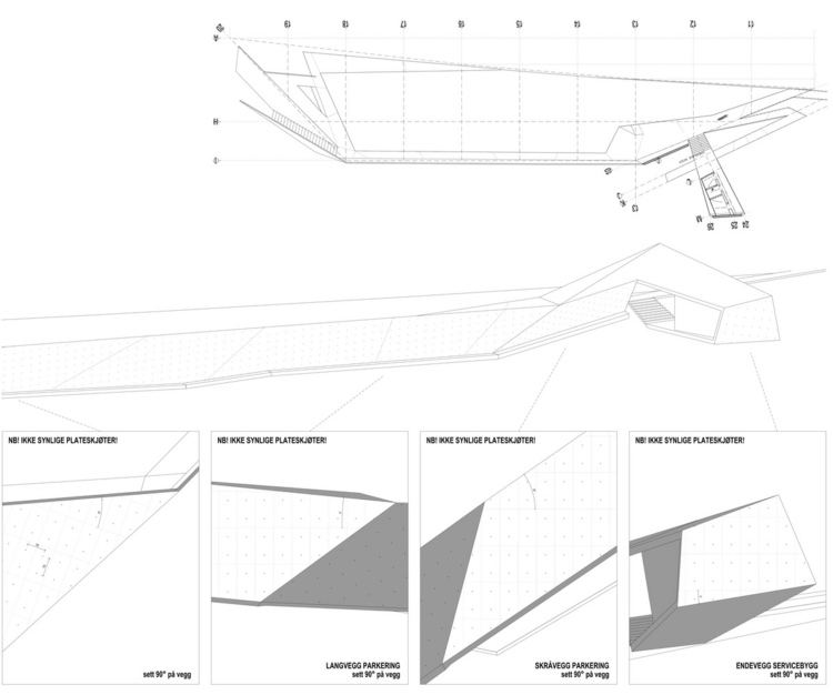 plantera olika element detaljerad information spegelglas och betong