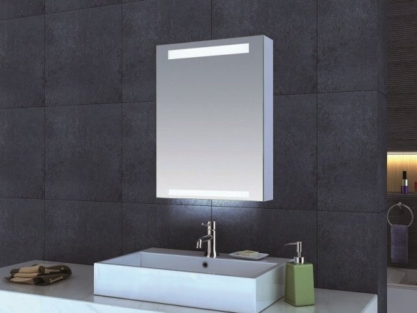 idéer i minimalistisk stil för badrum i spegelskåp