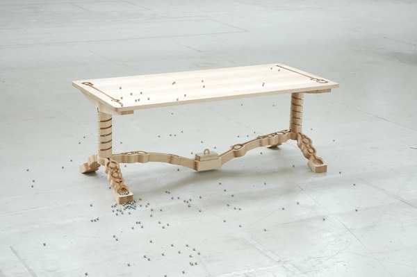 ljus matlöv trä matbord design marmor kör matsal
