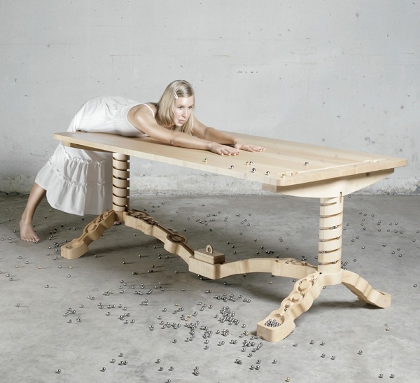 Marbelous bord massivt trä lönn trä marmor kör design