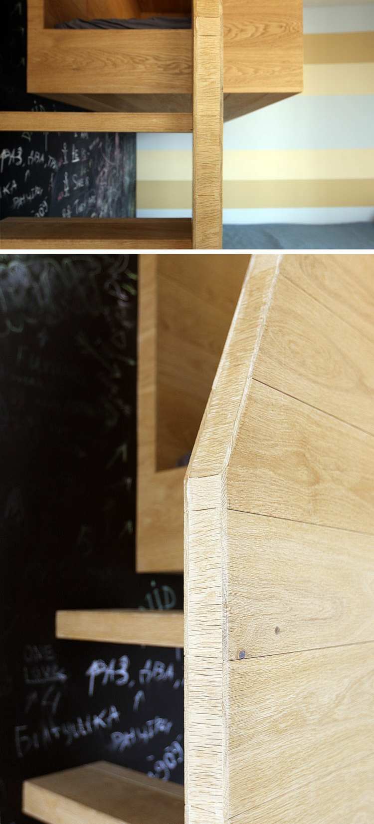 lekstuga av trä trä material-brädor-ljus-tjock-väggfärg-svart-bräda färg-svart-bokstäver-vägg design-3