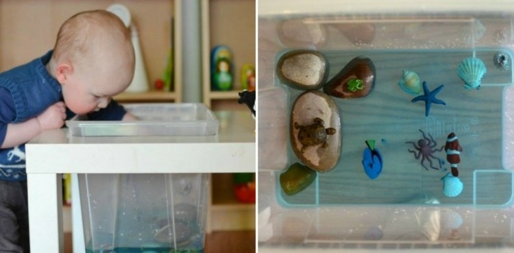 spela bord-bygg-själv-lek-vatten-småbarn-objekt-sjöstjärna-fisk