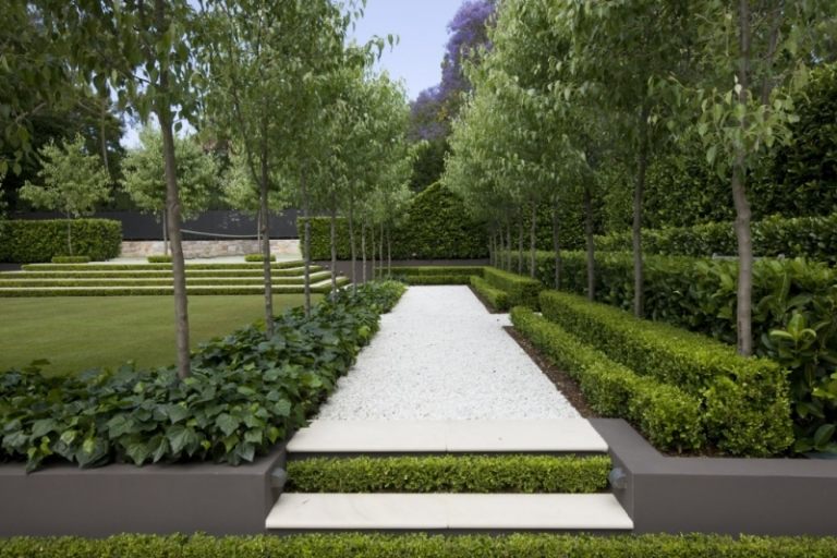 Grit-garden-path-create-box-tree-hedge-plants