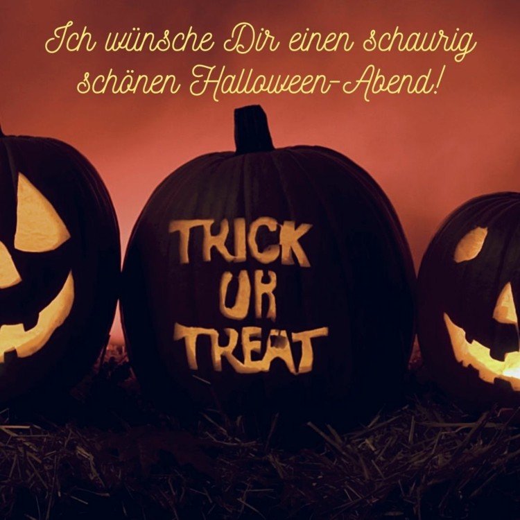 Jag önskar dig en skrämmande Halloween -kväll - pumpa med Trick or Treat -inskription
