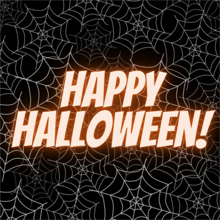 Ordspråk för Halloween - Glad Halloween med spindelnät som bakgrund