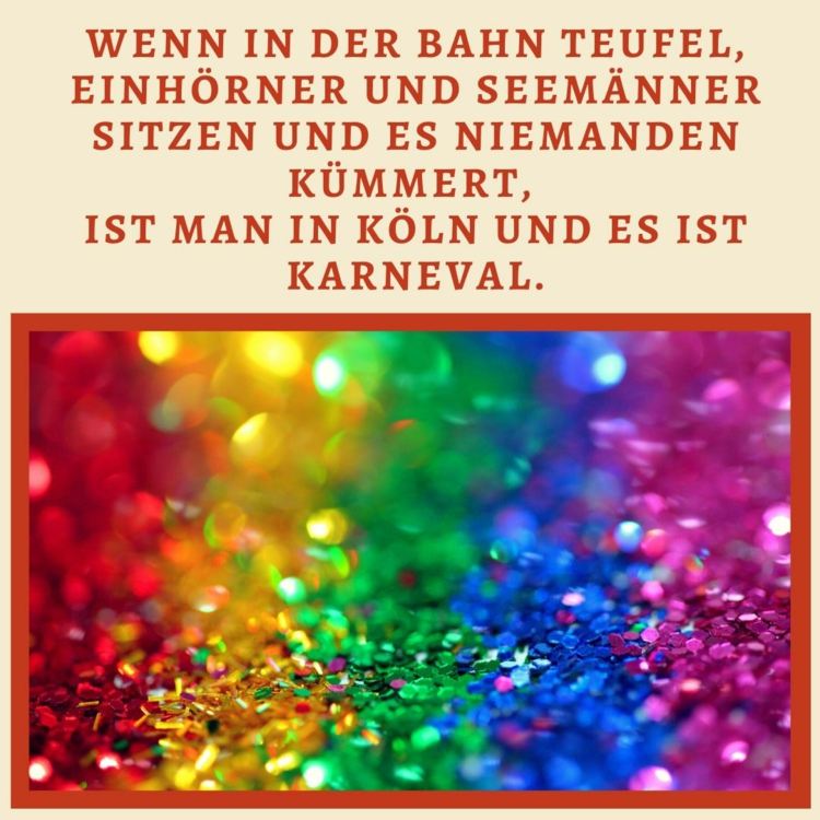 Rainbow Kofetti -bild med ett talesätt om karnevalstiden i Köln