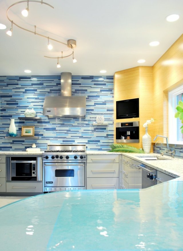 Kök splashback gul tapet levande Medelhavet