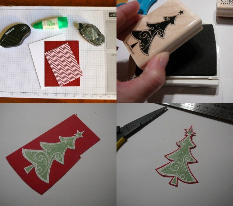 stampin up kort design jul själv instruktioner tannenbaum