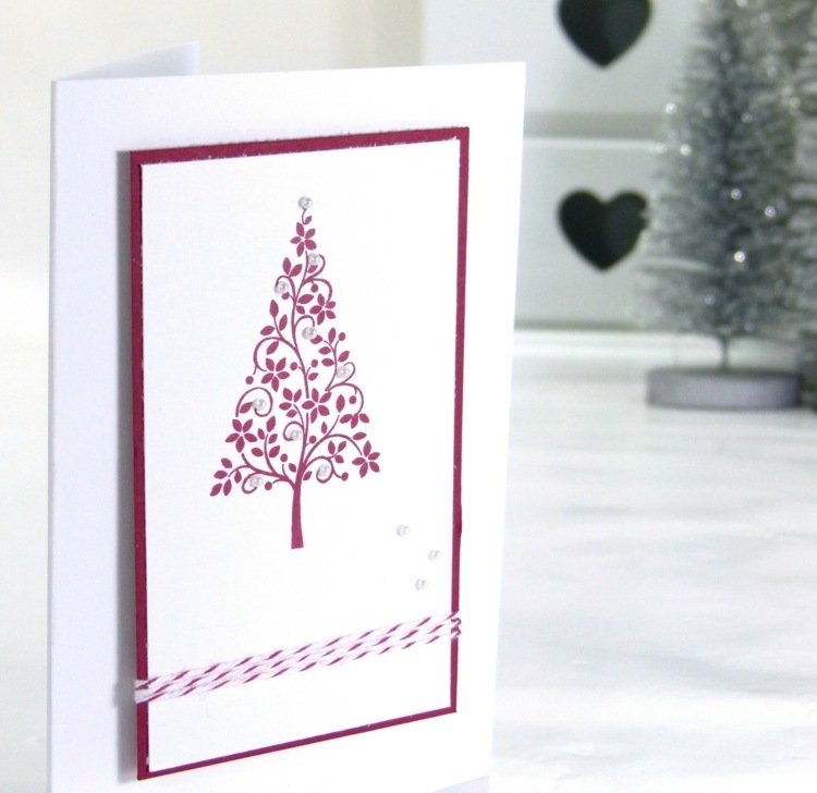 stampin upp till julgran-träd-rött-vitt-papper-motiv-jul