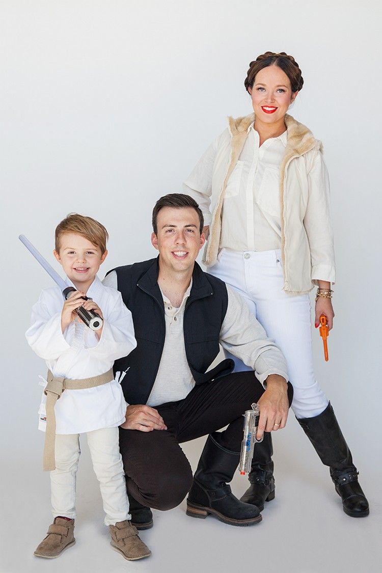 Star Wars-kostymer familj-barn-prinsessa-leia-luke-han-solo