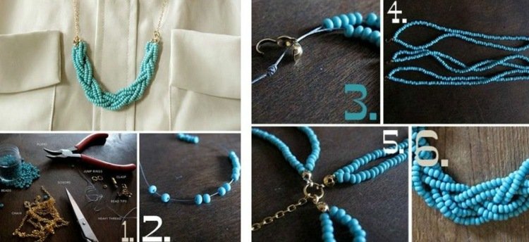 gör det själv uttalande halsband pärlhalsband fläta idématerial