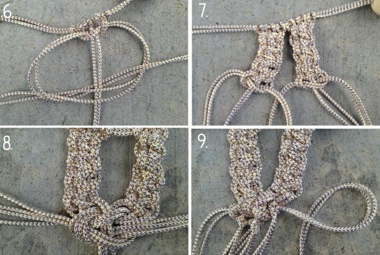 gör uttalande kedja beige macrame design knut fläta