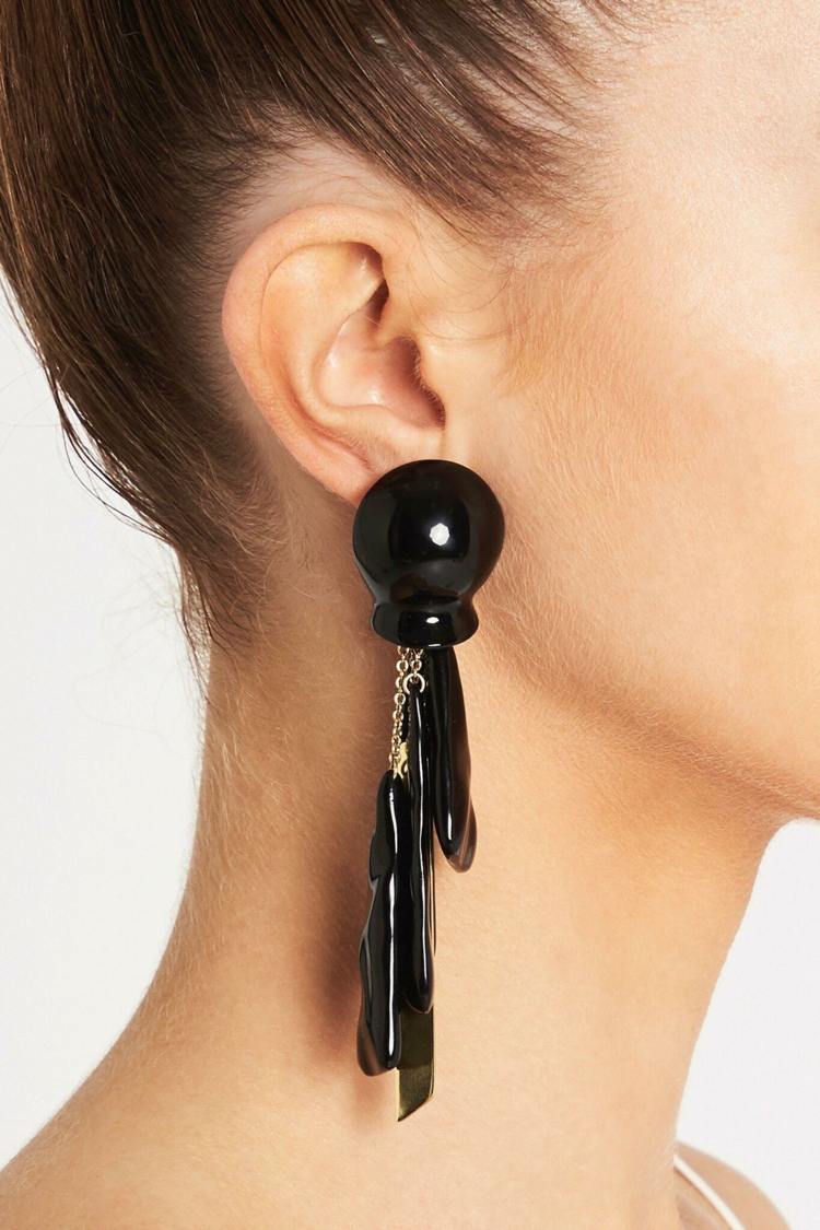 stecker statement örhängen kedja svart blank