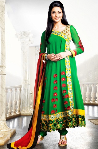 Angrakha Style Green Salwar Kameez Design