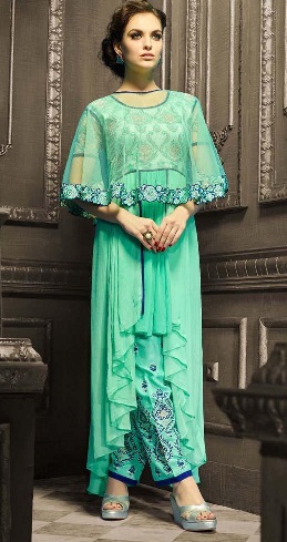 Indo Western Style Green Salwar Suit