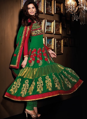 Κόκκινο και πράσινο κοστούμι Salwar