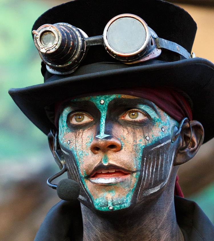 Steampunk make -up män makeup idéer för karnevalen för robotar