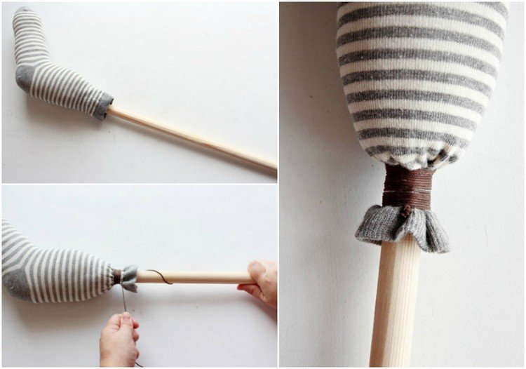 Stick-häst-tinker-instruktioner-fäst-handtag-strumpor
