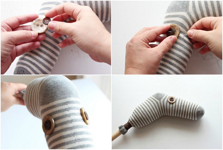 stick-häst-tinker-häst-huvud-sock-ögon-knappar