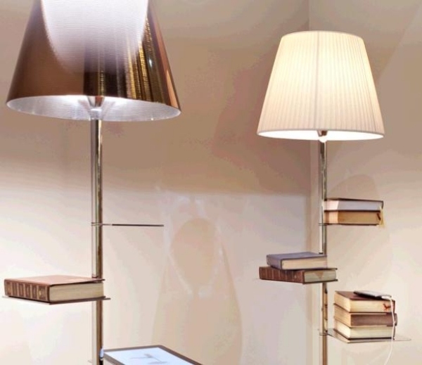 hi-tech lampa lampskärm metall finish tyg skugga hylla för böcker
