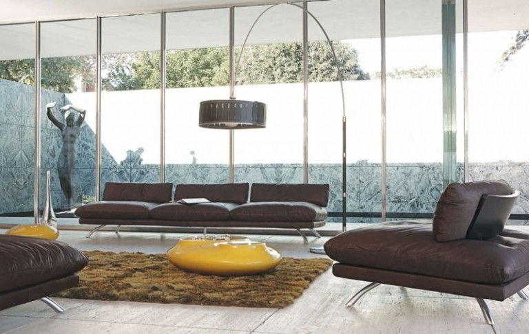 Golvlampa-svart-modernt-läder-levande landskap-marmorgolv