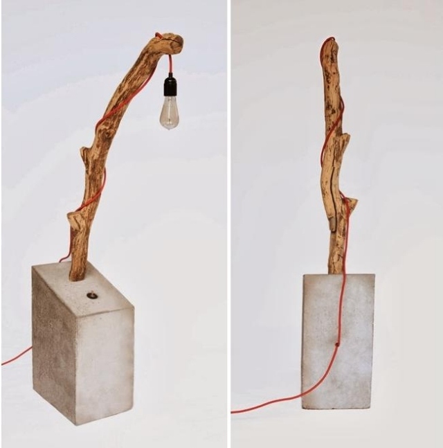 Rustik heminredning golvlampa design med glödlampa-betong bas
