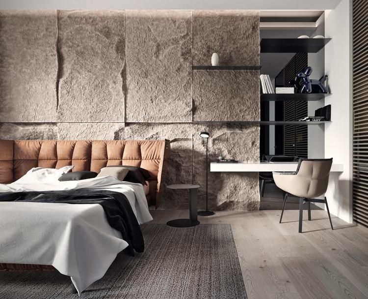 stilfullt dekorera grova väggar med sten accenter i vardagsrummet eller sovrummet