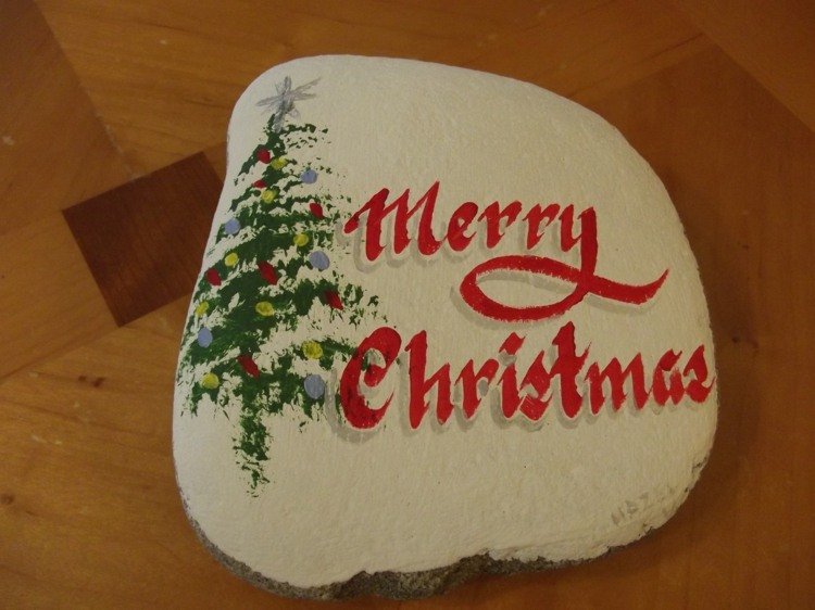 måla stenar julgran dekoration festlig diy