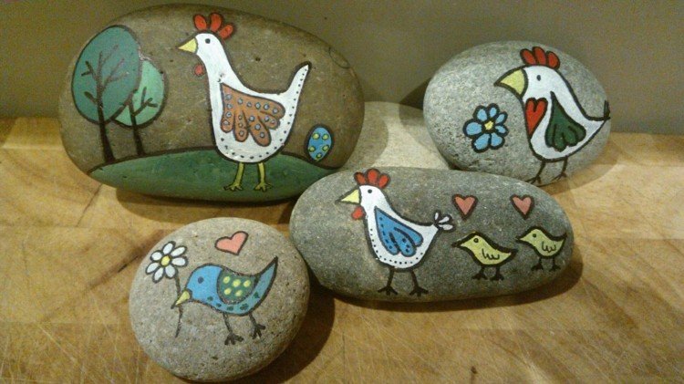 måla stenar kycklingungar påsk dekoration pyssla idé