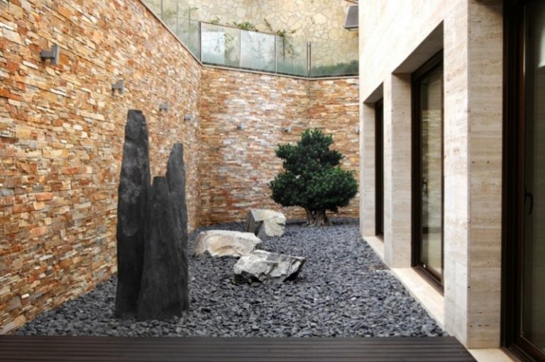 Rock garden skapa basalt stenar natursten vägg