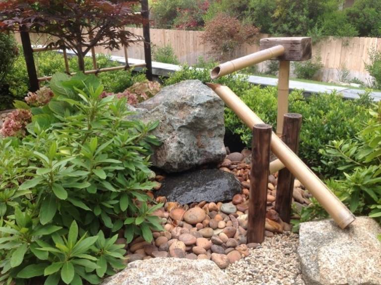 Skapa-sten-trädgård-trädgård-fontän-bambu-gör-själv