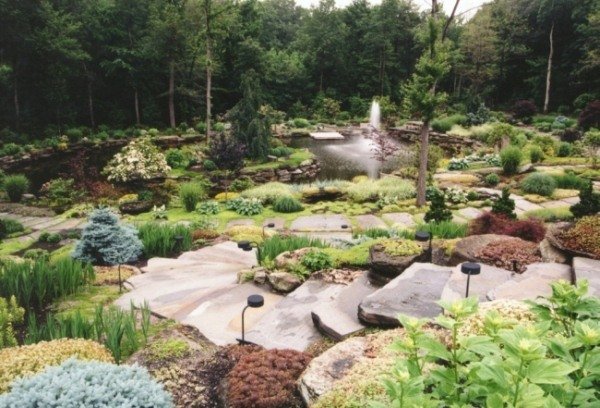 Trädgårdsplanering landskap design sten trädgård