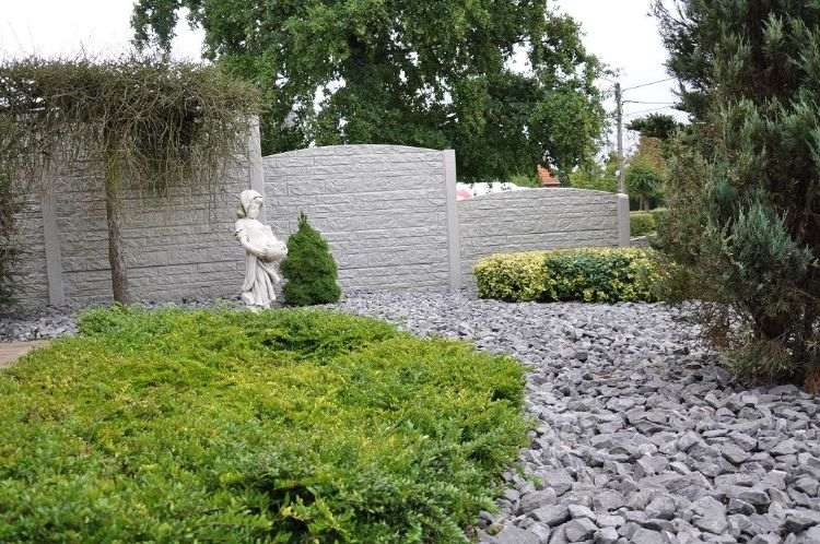 stenmur trädgård design idéer väggsystem trädgård område betong grönare staty