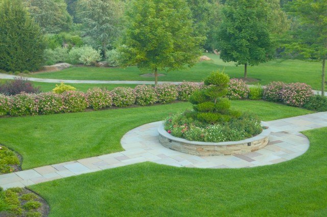 Flagstens gräsmattor perenner klassisk trädgård