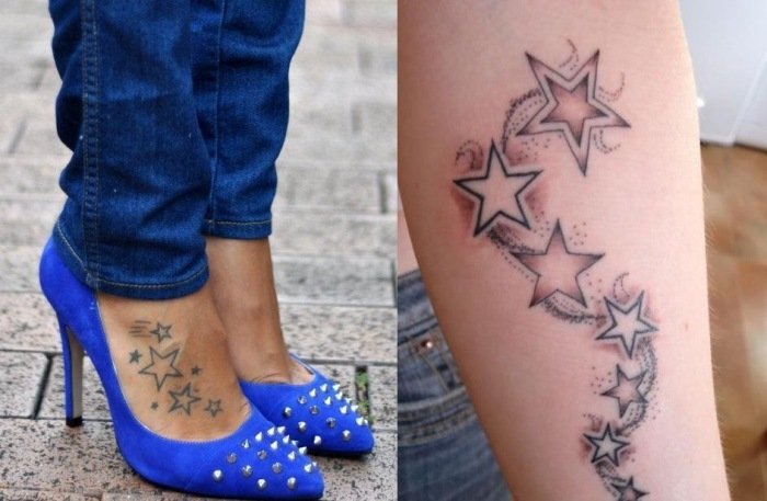 tatueringsmotiv-för-kvinnor-stjärnsvans på underbenet