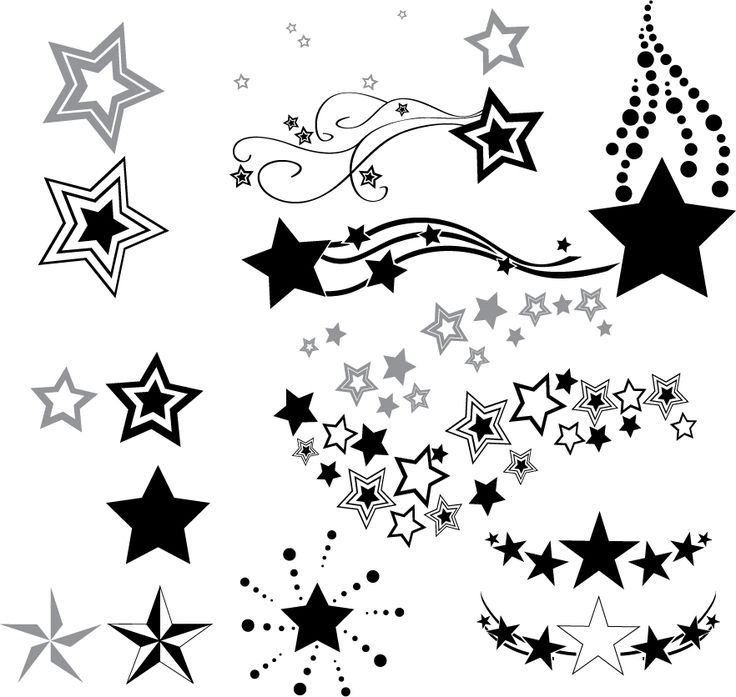 Stjärna tatuering mall olika former och mönster för tatueringar