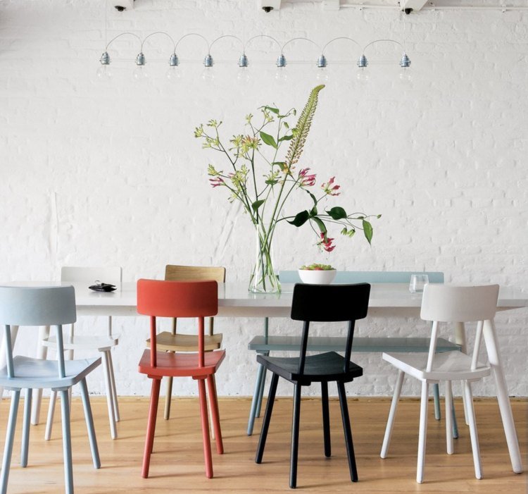 stolar blandar färger design matsal