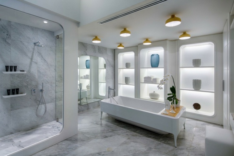 badrum marmor vit badkar hylla möbler dusch stil ädel