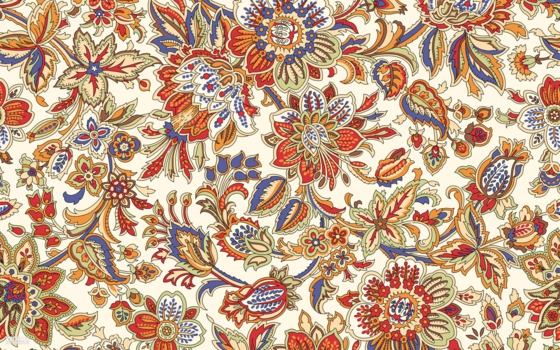 Vintage-blomma-mönster-tapeter-röda-och-blå-blommor